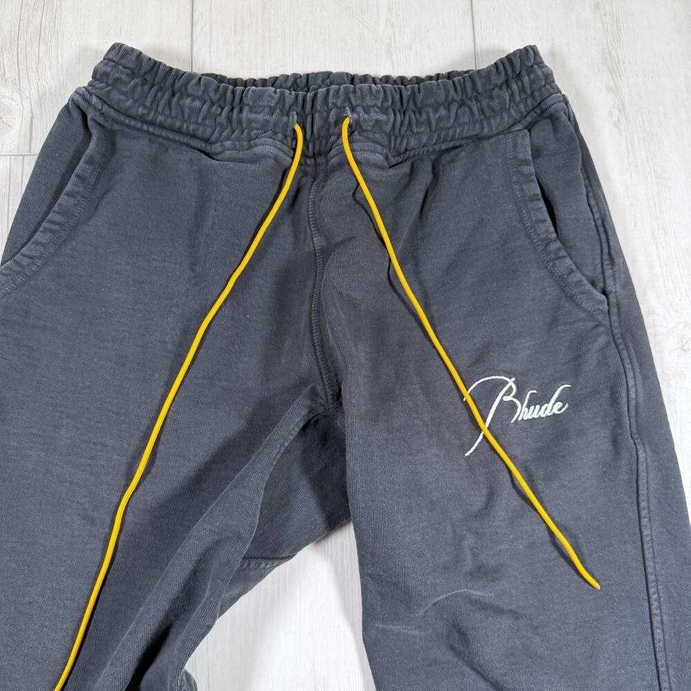 Rhude Gray Embroidered Logo Lounge Sweatpants Joggers Medium - Picture 2 of 14